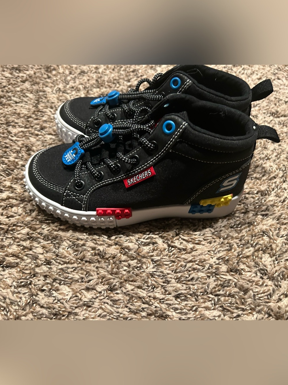 Skechers Black Kids' High-Top Sneakers with Blue, Red & Yellow Accents